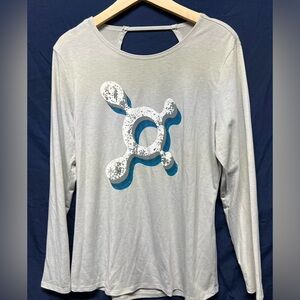 Orange Theory long sleeve tee with strappy back.